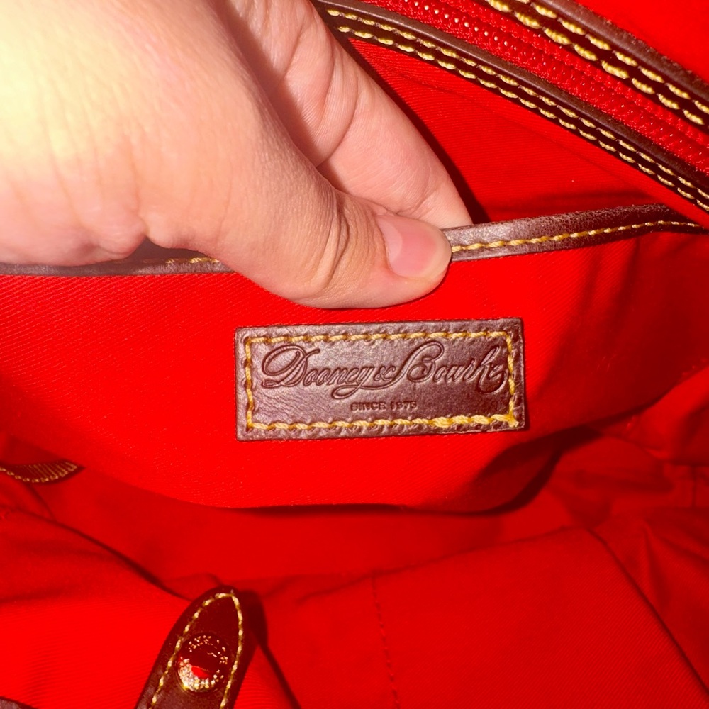 Dooney & Bourke Chocolate and Beige Chevron Tote - Picture 9 of 11